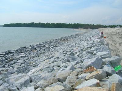 Completion section of rock revetment