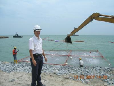 Installation of geotextile